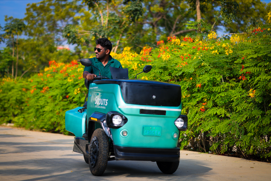 A man driving CROC EV